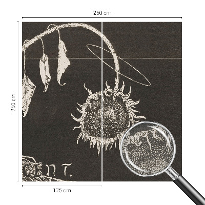 83D-Fototapete mit nostalgischem Sonnenblumenmotiv