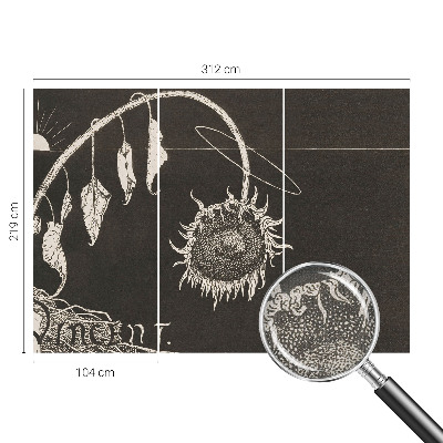 83D-Fototapete mit nostalgischem Sonnenblumenmotiv