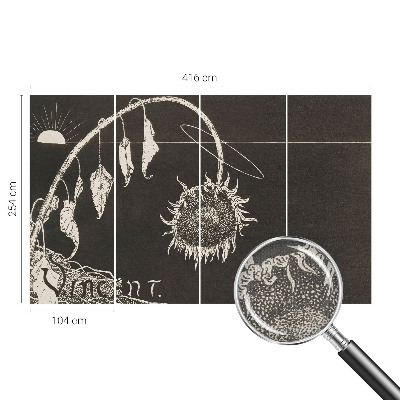83D-Fototapete mit nostalgischem Sonnenblumenmotiv
