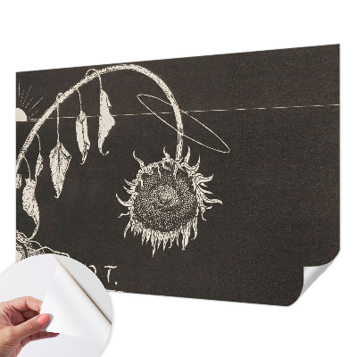 83D-Fototapete mit nostalgischem Sonnenblumenmotiv