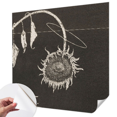 83D-Fototapete mit nostalgischem Sonnenblumenmotiv