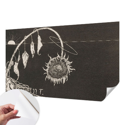 83D-Fototapete mit nostalgischem Sonnenblumenmotiv