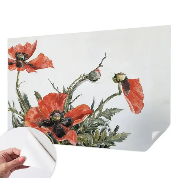 Selbstklebende Fototapete mit rotem Mohnblumenmotiv