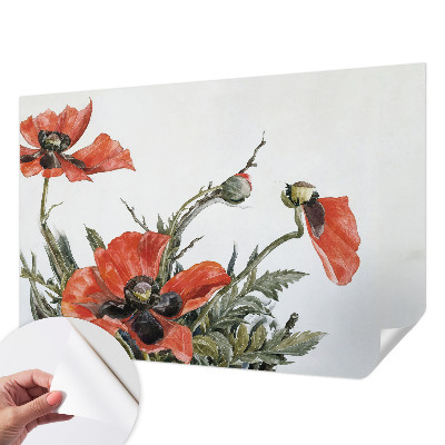 Selbstklebende Fototapete mit rotem Mohnblumenmotiv