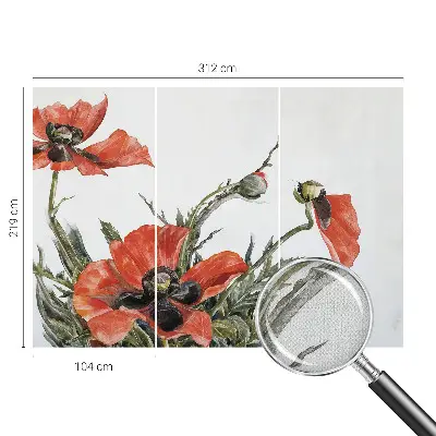 Selbstklebende Fototapete mit rotem Mohnblumenmotiv