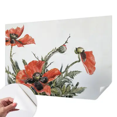 Selbstklebende Fototapete mit rotem Mohnblumenmotiv
