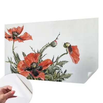 Selbstklebende Fototapete mit rotem Mohnblumenmotiv