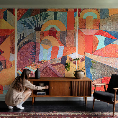 Selbstklebende Fototapete fürs Schlafzimmer mit farbenfrohem Mosaikmotiv