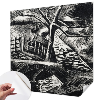 Selbstklebende Fototapete fürs Wohnzimmer mit Motiv einer Architekturlandschaft