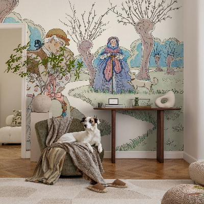 Selbstklebende Fototapete fürs Kinderzimmer mit romantischer Szene