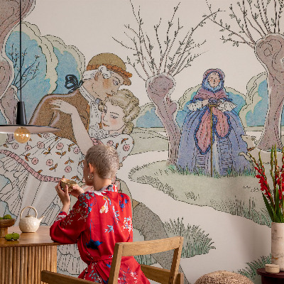 Selbstklebende Fototapete fürs Kinderzimmer mit romantischer Szene