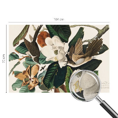 84D-Fototapete fürs Schlafzimmer mit Vögeln und Magnolien