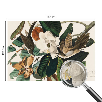 84D-Fototapete fürs Schlafzimmer mit Vögeln und Magnolien