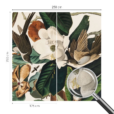 84D-Fototapete fürs Schlafzimmer Vögel Magnolien