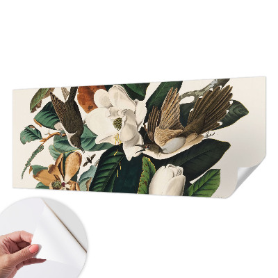 84D-Fototapete fürs Schlafzimmer mit Vögeln und Magnolien
