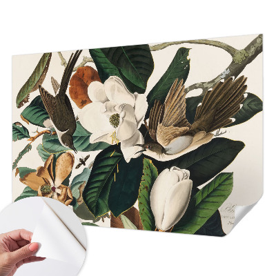 84D-Fototapete fürs Schlafzimmer mit Vögeln und Magnolien
