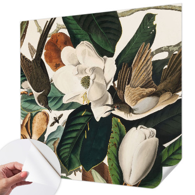 84D-Fototapete fürs Schlafzimmer mit Vögeln und Magnolien