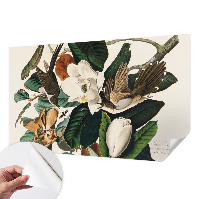 84D-Fototapete fürs Schlafzimmer mit Vögeln und Magnolien