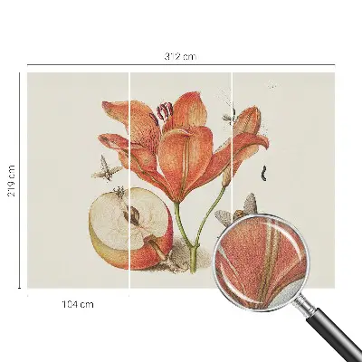 Selbstklebende Fototapete fürs Wohnzimmer mit botanischer Illustration