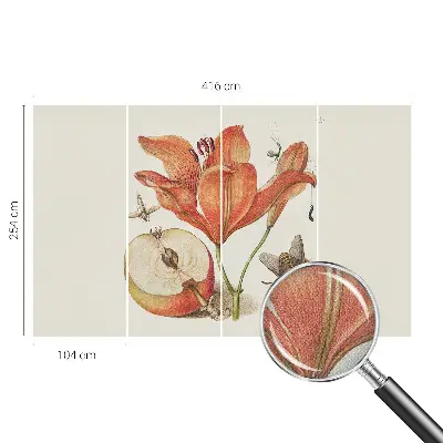 Selbstklebende Fototapete fürs Wohnzimmer mit botanischer Illustration