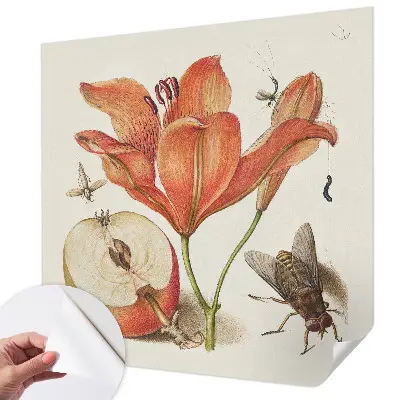 Selbstklebende Fototapete fürs Wohnzimmer mit botanischer Illustration