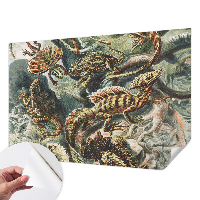 Vintage Tapete mit exotischen Reptilien als Motiv