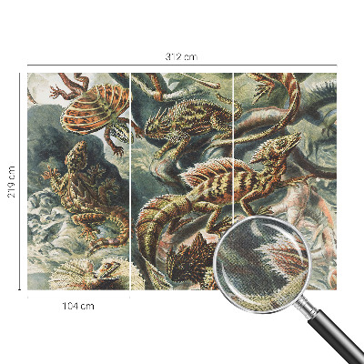 Vintage Tapete mit exotischen Reptilien als Motiv