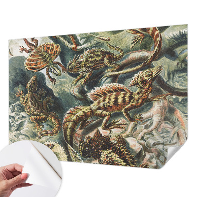 Vintage Tapete mit exotischen Reptilien als Motiv