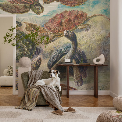 Selbstklebende Fototapete fürs Wohnzimmer mit Motiv einer Schildkrötenfauna