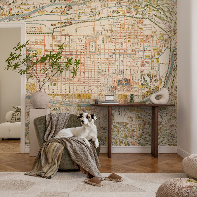 86D-Fototapete fürs Wohnzimmer mit Motiv einer antiken Karte