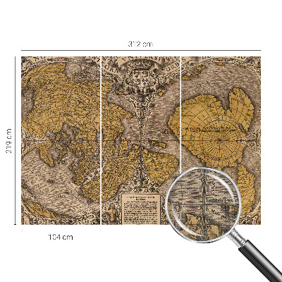 Moderne Fototapete nach Maß mit historischem Kartographiemotiv