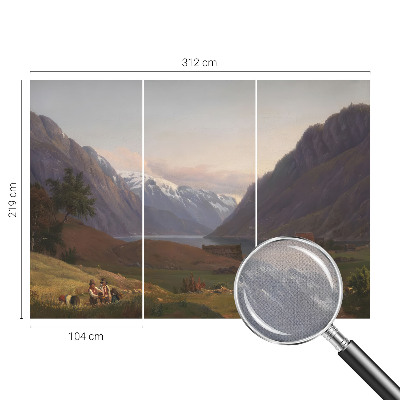 88D-Fototapete fürs Wohnzimmer mit Bergpanorama
