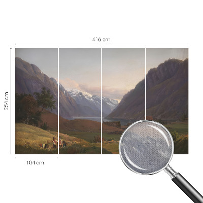 88D-Fototapete fürs Wohnzimmer mit Bergpanorama