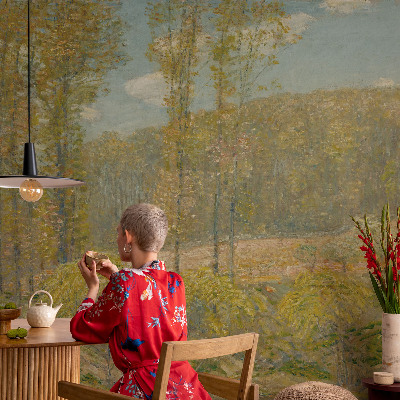 Vintage Tapete mit Waldlandschaft