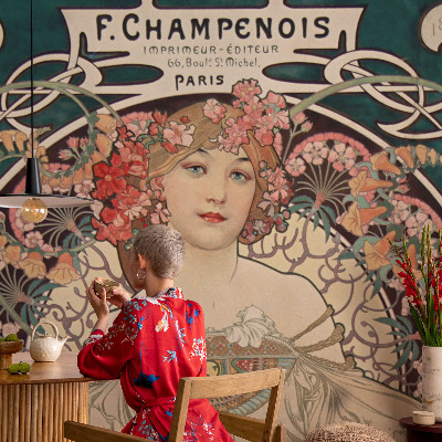 Selbstklebende Fototapete für die Wand mit einem floralen, symmetrischen Motiv