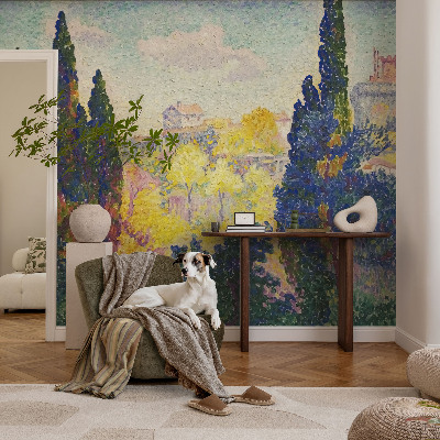 Selbstklebende Fototapete fürs Wohnzimmer mit impressionistischen Landschaftsmotiven