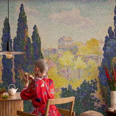 Selbstklebende Fototapete fürs Wohnzimmer mit impressionistischen Landschaftsmotiven