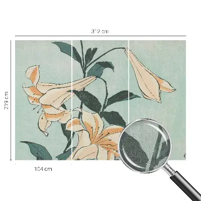 Fototapete in 3D-Optik mit zarten Lilien als Motiv