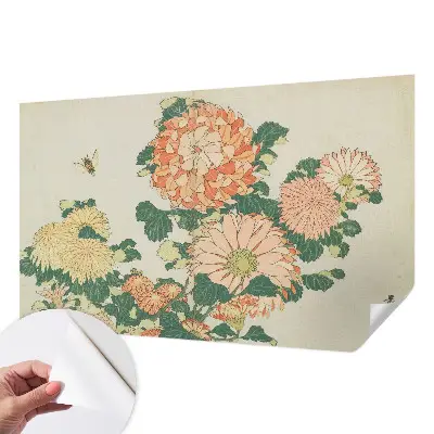 89D-Fototapete fürs Wohnzimmer mit Chrysanthemenblüten