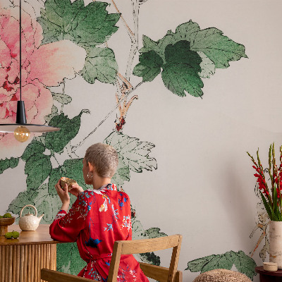 Motivtapete fürs Wohnzimmer mit floralem, dezentem Muster