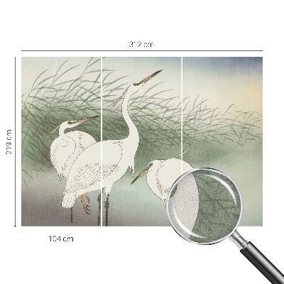 Vintage tapete Reiher im Gras