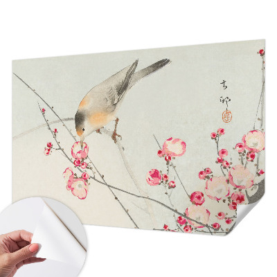 Selbstklebende Fototapete mit Blumen- und Vogelmotiv