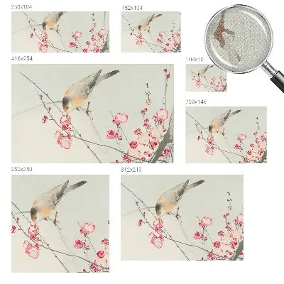 Selbstklebende Fototapete mit Blumen- und Vogelmotiv