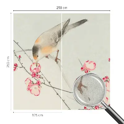 Selbstklebende Fototapete mit Blumen- und Vogelmotiv