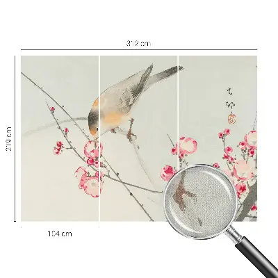 Selbstklebende Fototapete mit Blumen- und Vogelmotiv