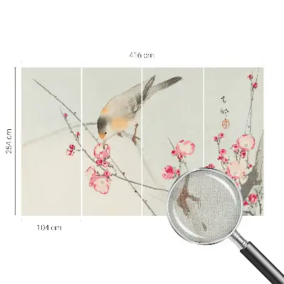 Selbstklebende Fototapete mit Blumen- und Vogelmotiv
