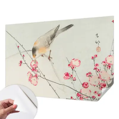 Selbstklebende Fototapete mit Blumen- und Vogelmotiv
