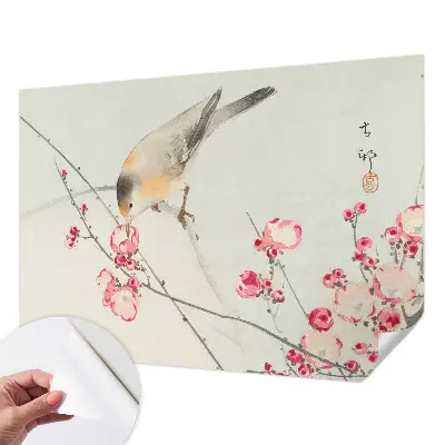 Selbstklebende Fototapete mit Blumen- und Vogelmotiv