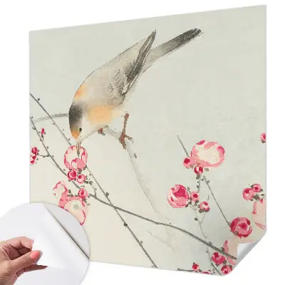 Selbstklebende Fototapete mit Blumen- und Vogelmotiv