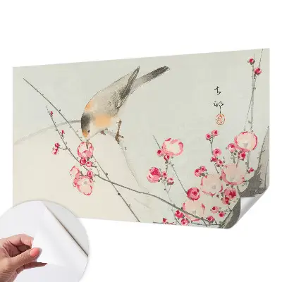 Selbstklebende Fototapete mit Blumen- und Vogelmotiv